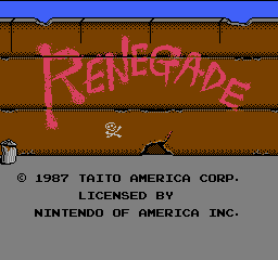 Renegade title screen for NES